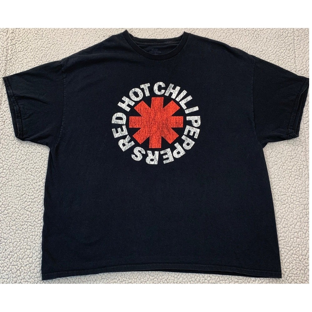 Red Hot Chili Peppers T-Shirt Mens 2XL Black Graphic Logo Short Sleeve Cotton
